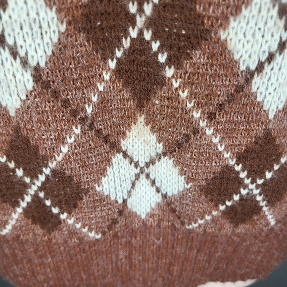 Vintage Grubb Stuff Argyle Brown Tan Sweater Vest Size Large - Picture 3 of 7